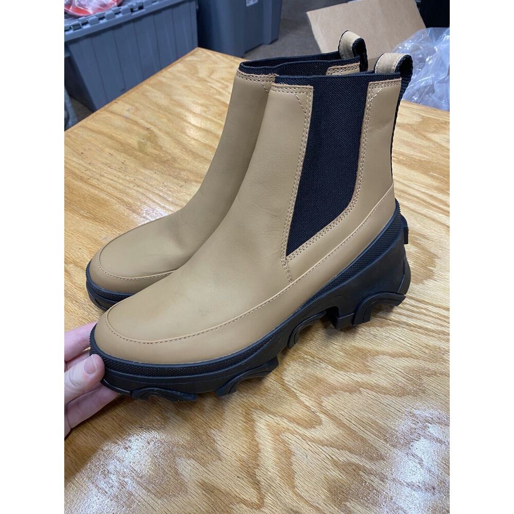 Sorel Brex Chelsea Boots Women 9 Beige Leather Pull On Waterproof LL6060-253 S49 - Picture 5 of 9